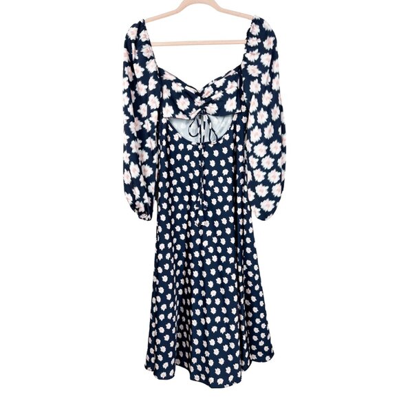 NWT SACHIN + BABI Melody Dress Ikat Blue/ Pink Midi Casual Cutout Puff Sleeve 2 - Picture 6 of 14